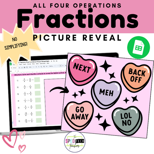 Four Operations Fractions (No Simplifying) Picture Reveal