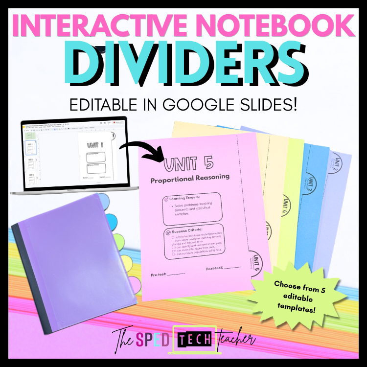 EDITABLE Interactive Notebook Divider Templates