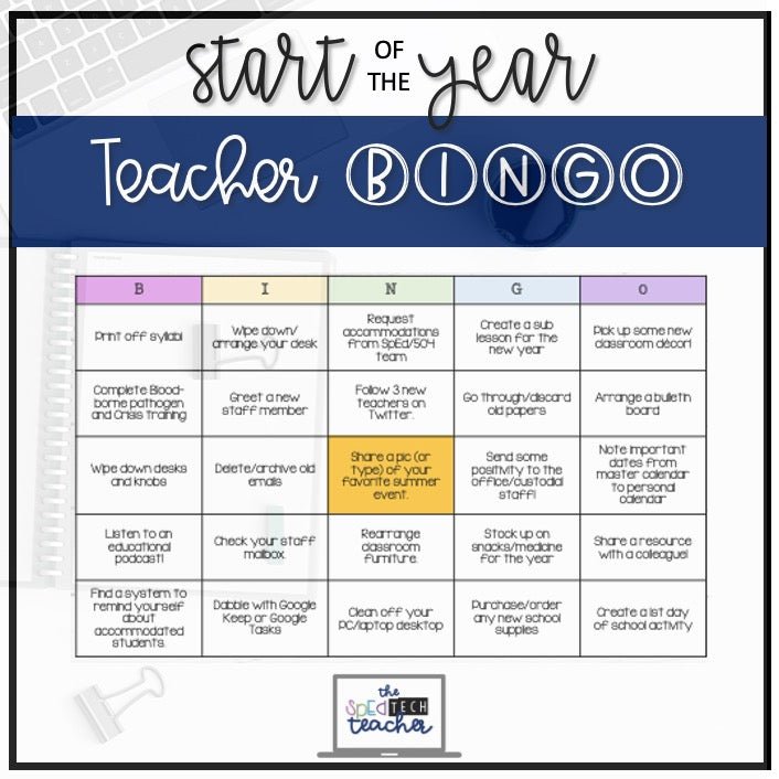 Start of the Year Teacher BINGO